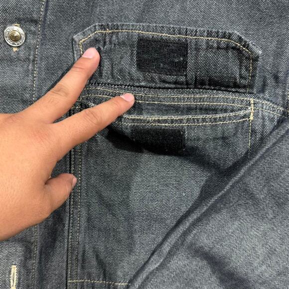 Vintage 90s Rocawear Baggy Denim Button-Up Shirt Retro Size L Retro Size L 24x29 - Picture 3 of 8